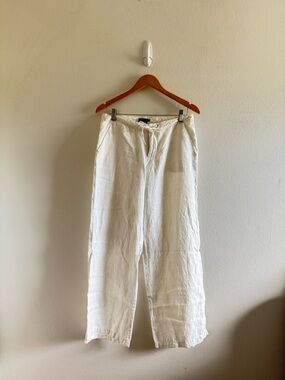 Armani Exchange Lightweight White Linen Drawstring Pants size 6